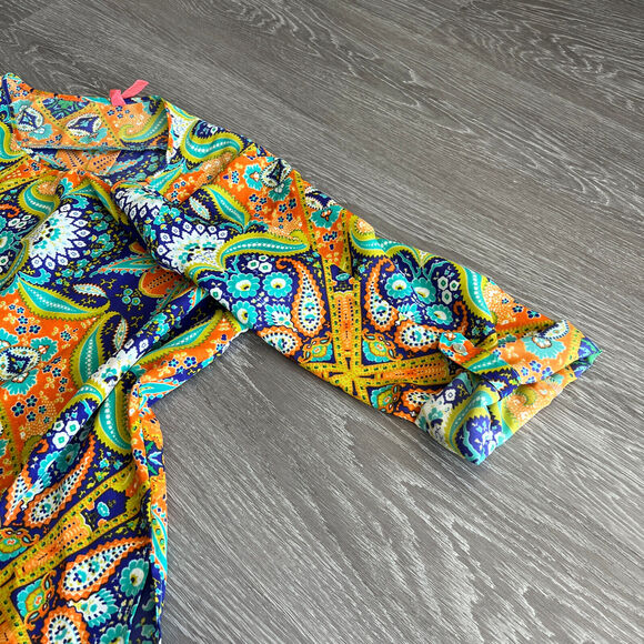 Eight Sixty Top Womens Medium Colorful Roll Up Sleeve Boho Hippie - Picture 8 of 14